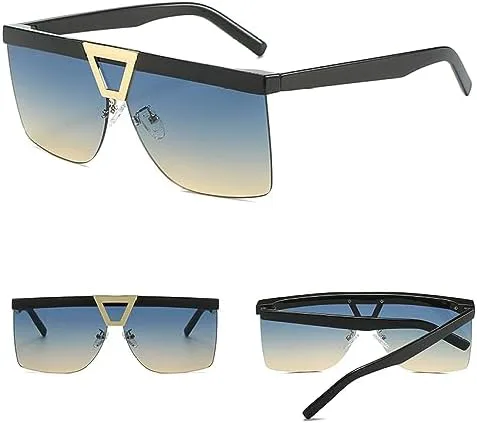 

Солнцезащитные очки с плоской верхней частью для женщин, большие солнцезащитные очки в полуободковой оправе, женские очки с градиентными линзами MTZJH, Green Tea