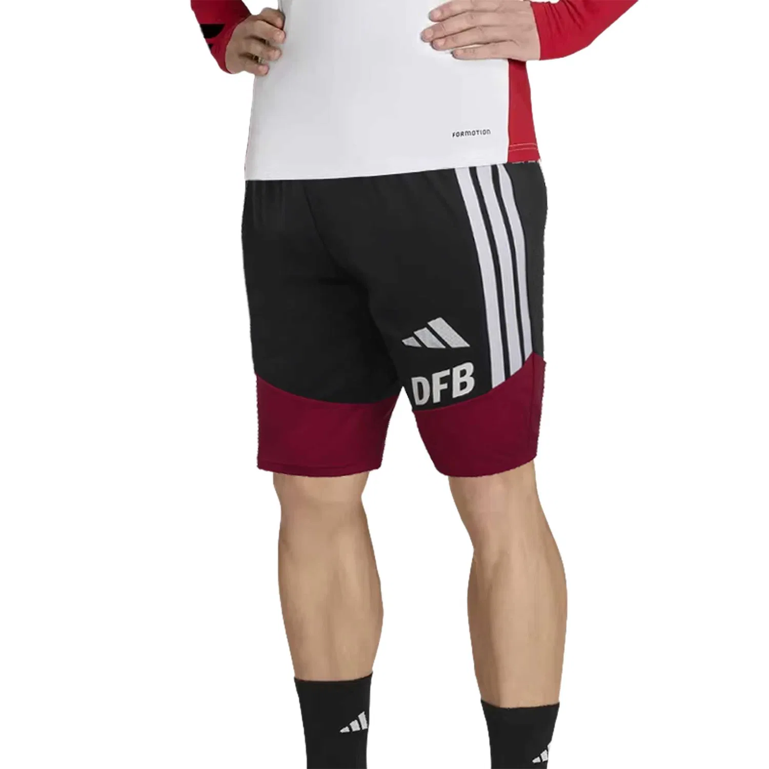 Шорты футбольные мужские Black/Red, прямого кроя, средней посадки Adidas