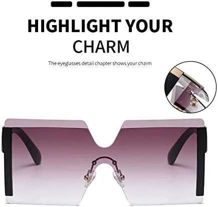 

Большие солнцезащитные очки для женщин, без оправы, с плоской верхней частью, винтажные солнцезащитные очки с градиентом, защита от УФ-излучения UV400 MTZJH, 1