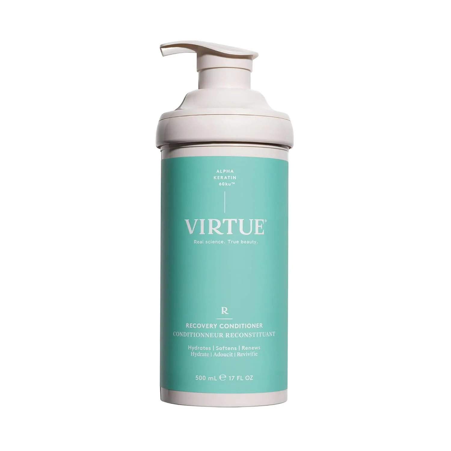 Восстанавливающий кондиционер VIRTUE с кератином увлажняет, смягчает и восстанавливает поврежденные волосы, не содержит сульфатов, подходит для окрашенных волос