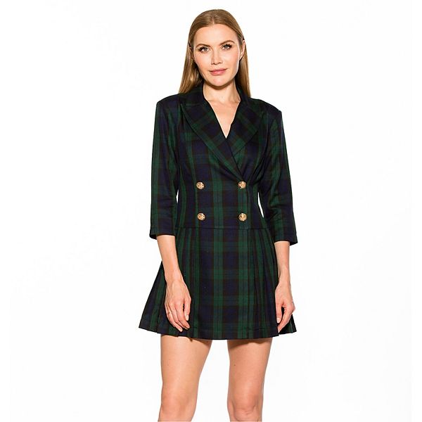 

Женское платье-блейзер с заниженной талией и плиссировкой Alexia Admor, Emerald Plaid