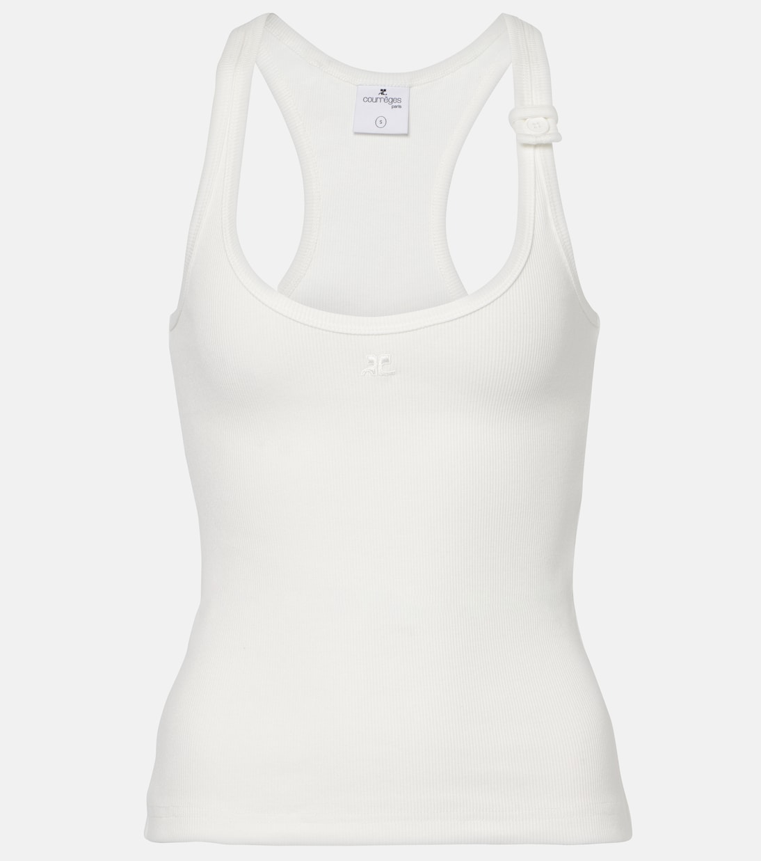 

Майка из хлопка в рубчик Courrèges, Heritage White