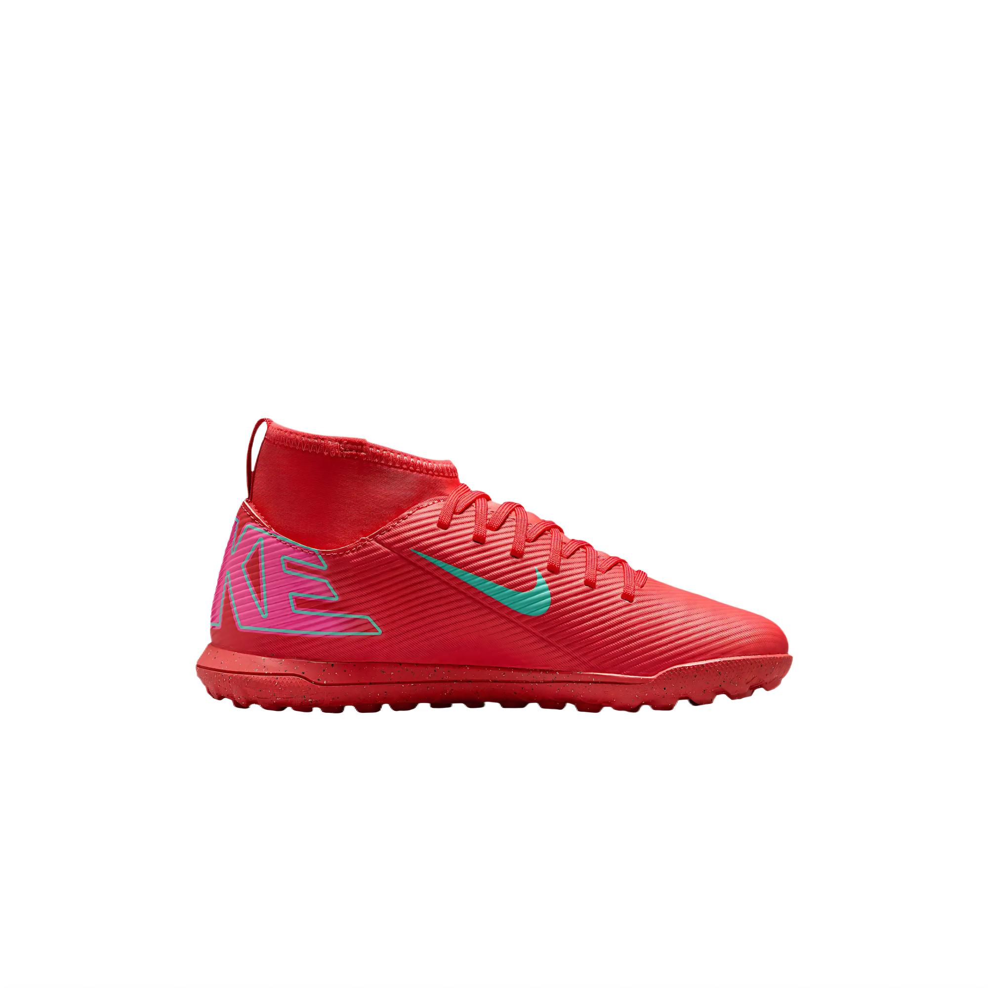 Nike Кроссовки для футбола ClubMercurial Superfly 10 Durable Lightweight Cushioning Mid-Top детские Ash Red/Aurora Green Kids' — фото 2