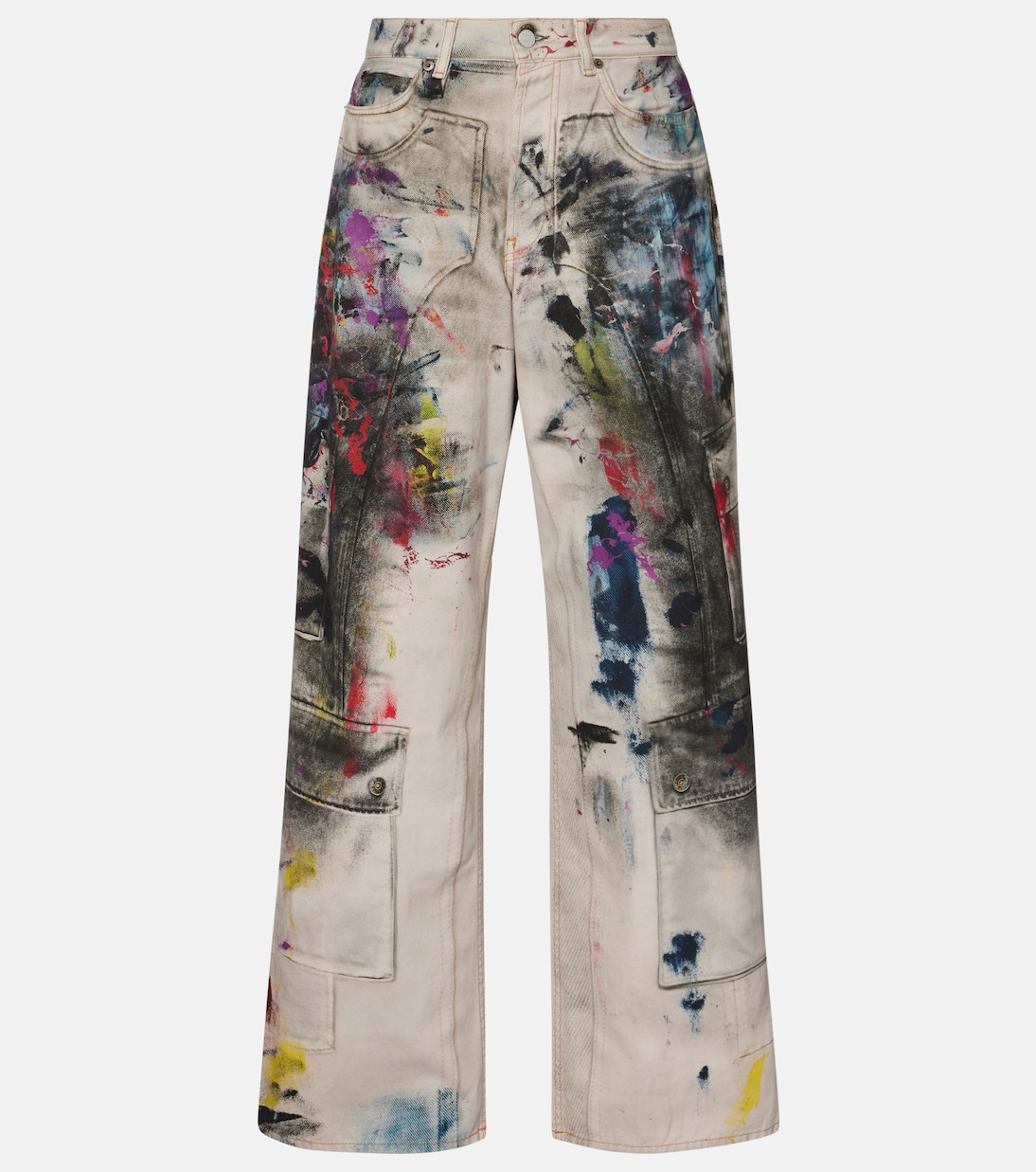 

1981 джинсы с эффектом обманки и широкими штанинами Acne Studios, White/Multi