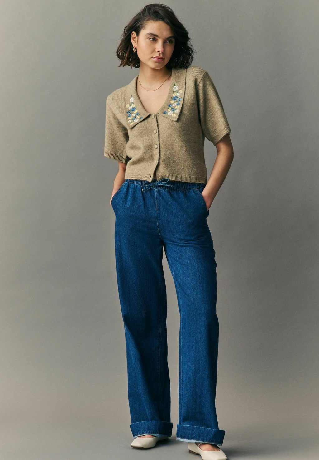 

Кардиган FLORAL EMBROIDERED SHORT SLEEVE COLLARED Next, зеленый