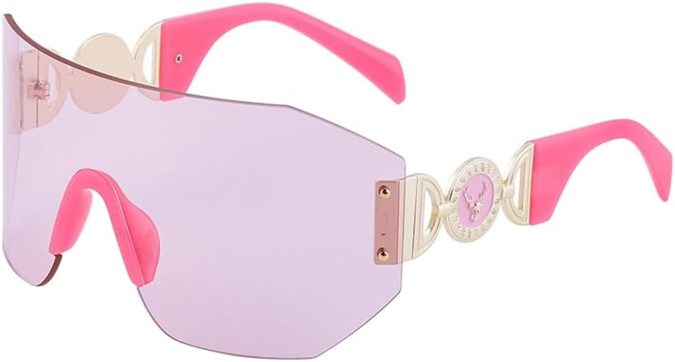 

Большие солнцезащитные очки-щитки для женщин, роскошные модные солнцезащитные очки без оправы для мужчин, трендовые солнцезащитные очки неправильной формы MUTYNE, C8 Pink