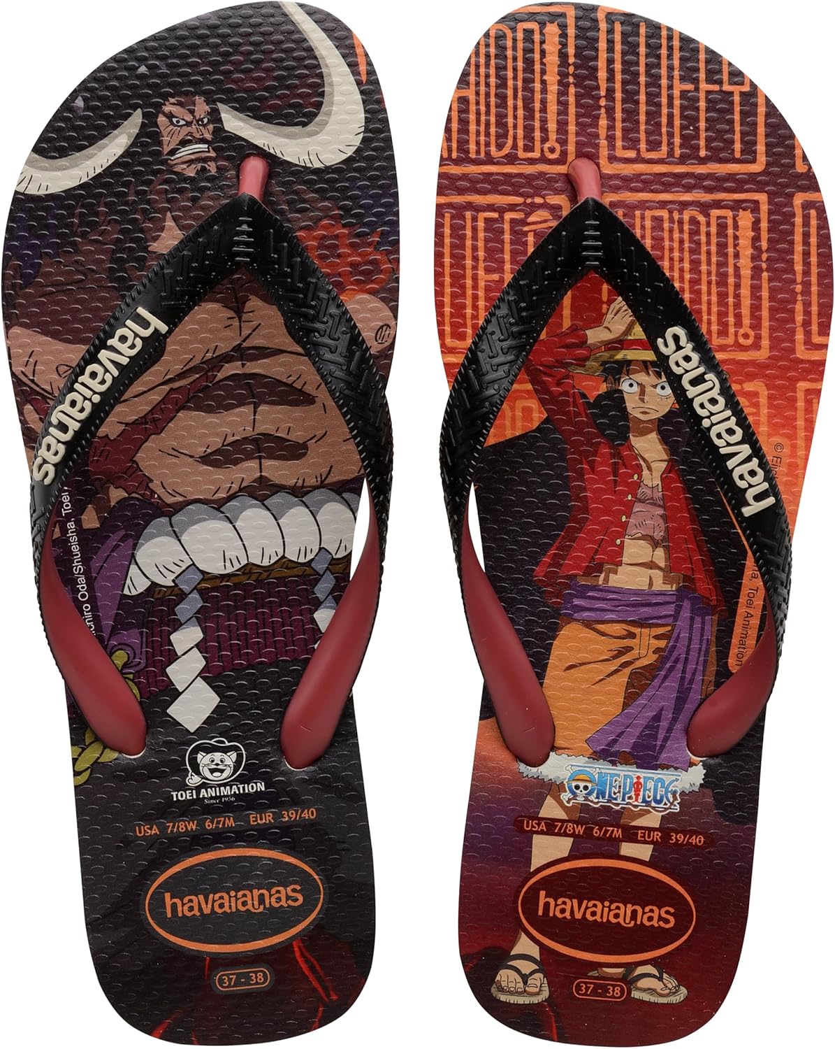 

Вьетнамки Havaianas Top One Piece Удобные, прочные, легкие с персонажами One Piece на подошве Унисекс для взрослых, черный