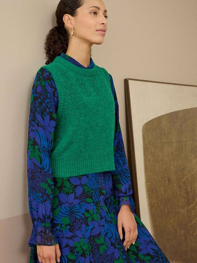 

Топ с коротким рукавом из смесовой альпаки с фактурной вязкой Brora, Emerald