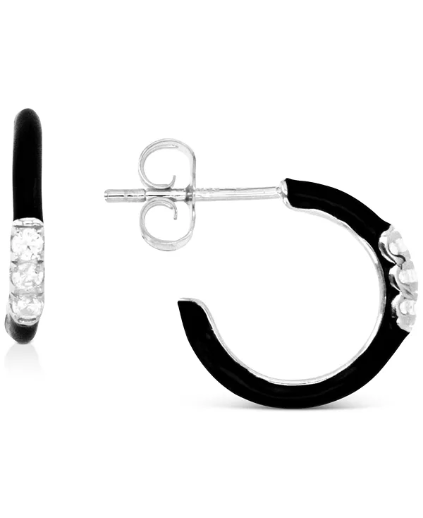 

Маленькие серьги-кольца с кубическим цирконием и эмалью, 0,55 дюйма Macy'S, black/silver
