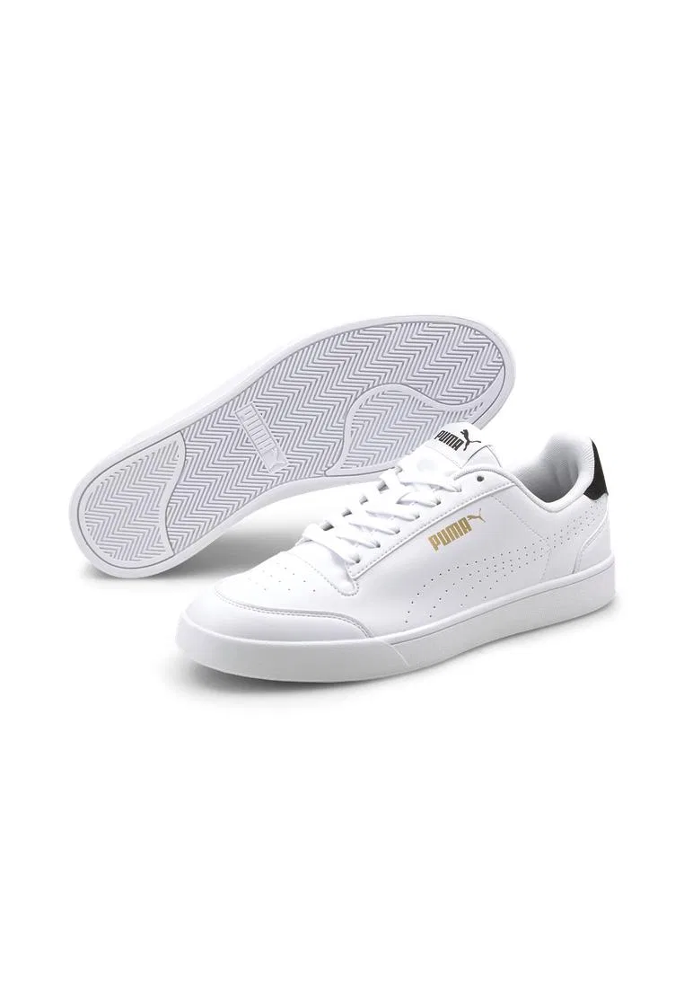 Кроссовки перфорированные, Shuffle Puma, белый/черный/золотой