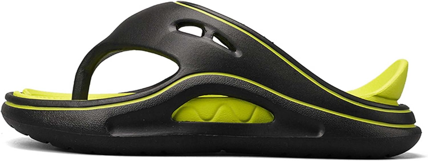 

Удобные и легкие мужские шлепанцы для лета с мягкой толстой подошвой для ношения на улице Generic, черный/зеленый