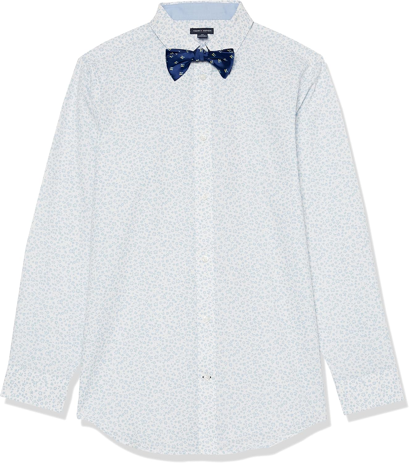 

Рубашка Tommy Hilfiger для мальчиков с длинными рукавами, галстуком-бабочкой, воротником на пуговицах и манжетами на рукавах, White/Floral