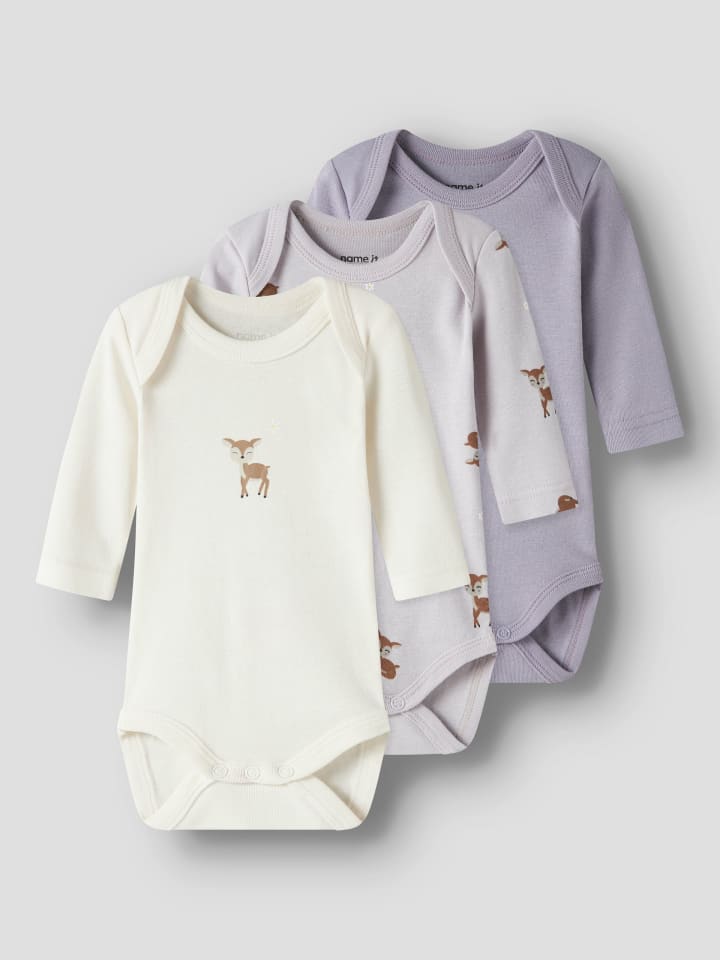 Name it Набор из 3 боди с длинными рукавами NBFBODY LILAC MARBLE DEER в цвете «сиреневый мрамор» — фото 3