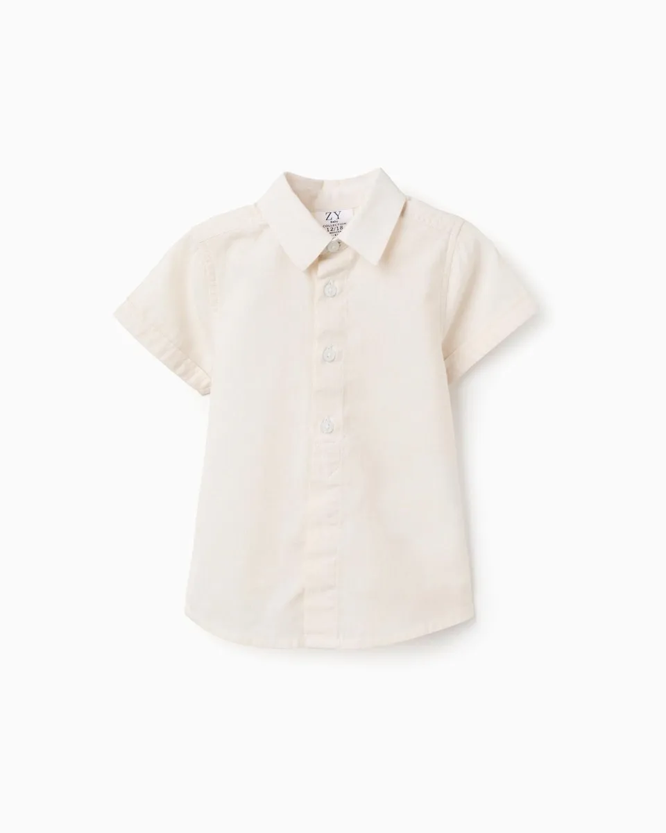 

Рубашка для мальчика, 100% хлопок, ткань в рубчик Zippy, бежевый