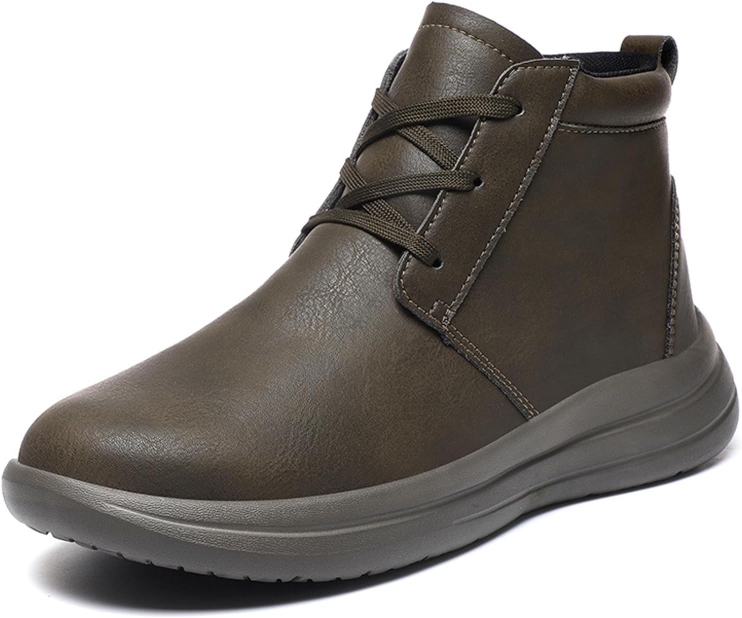 

Мужские кожаные повседневные ботинки на щиколотку, ретро, с круглым носком, мягкой подошвой, противоскользящие, шнуровка, подходят для ежедневной работы и вождения Ghibhna, хаки