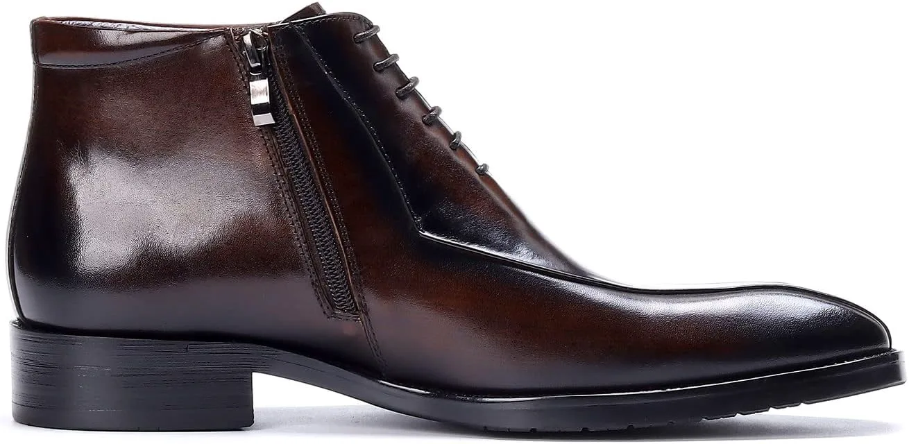 Мужские ботинки Santimon Oxfords, формальные, из натуральной кожи, с гладким носком, на щиколотке, мужская мода, деловой стиль, повседневная одежда, на свадьбу, выпускной, под смокинг, комфортные западные ботинки на шнуровке — фото 4