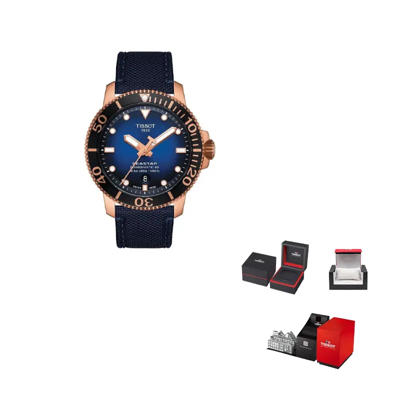 

TISSOT Часы Starfish 1000 Collection Automatic Mechanical Movement Men's Watch Watch 43mm Blue Dial Stainless Steel Case, Blue Dial