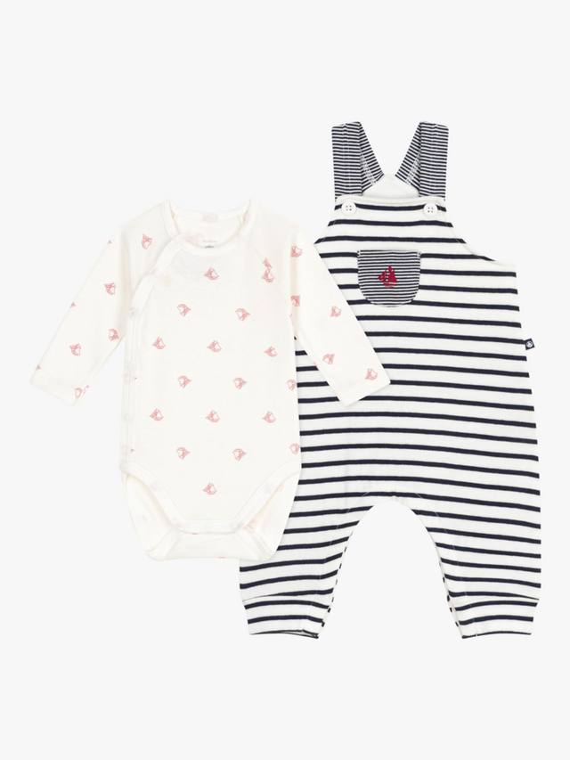 

Комплект из комбинезона и боди для малыша Petit Bateau, Marshmallow/Smoking