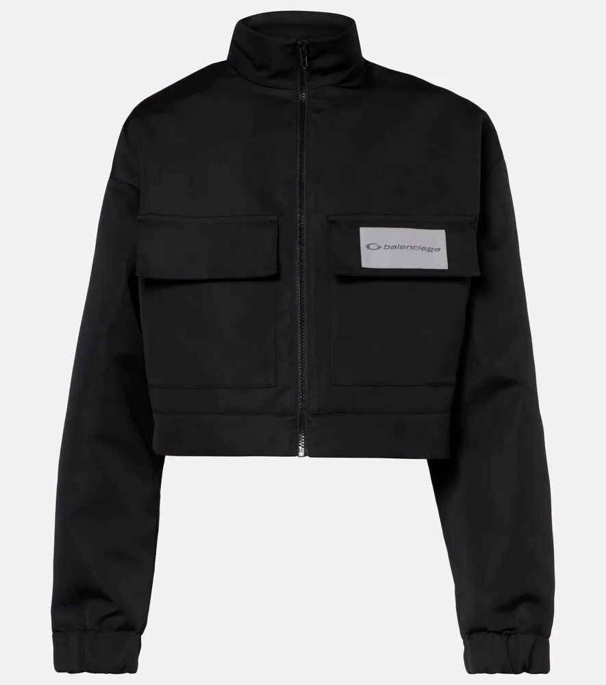 Укороченная спортивная куртка из технической ткани Balenciaga, черный