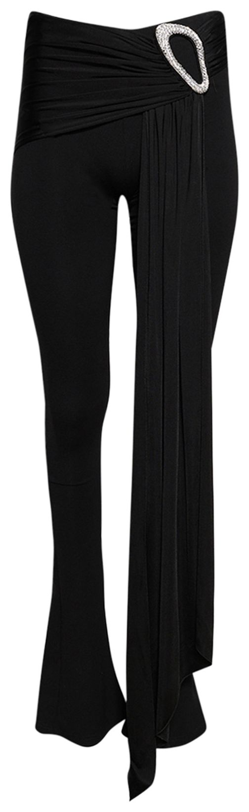 

Брюки David Koma с хрустальной пряжкой, вышивкой и драпировкой, черный