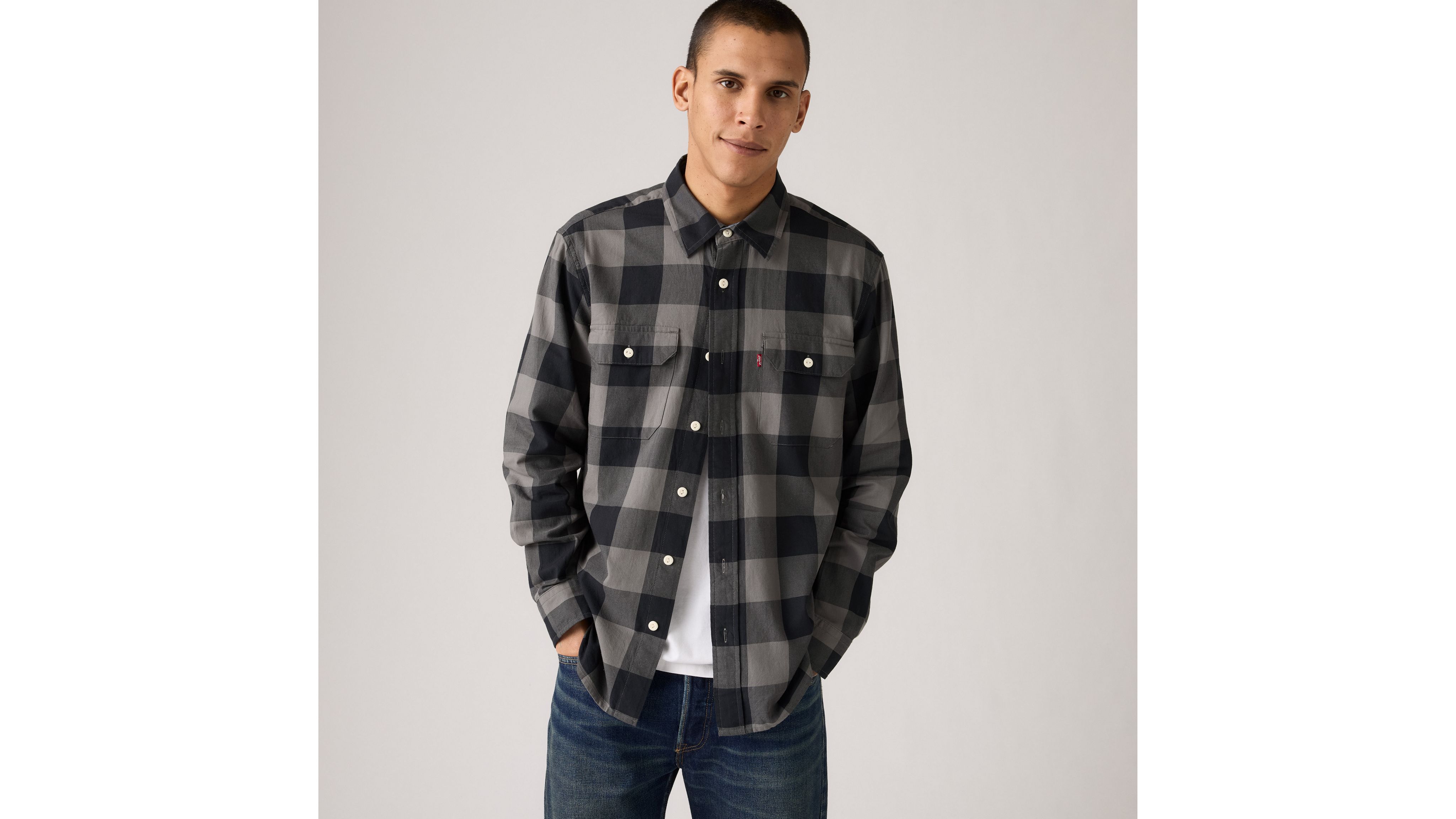 

Классическая рабочая рубашка Levi's, Albany Plaid Smoked Pearl - Grey