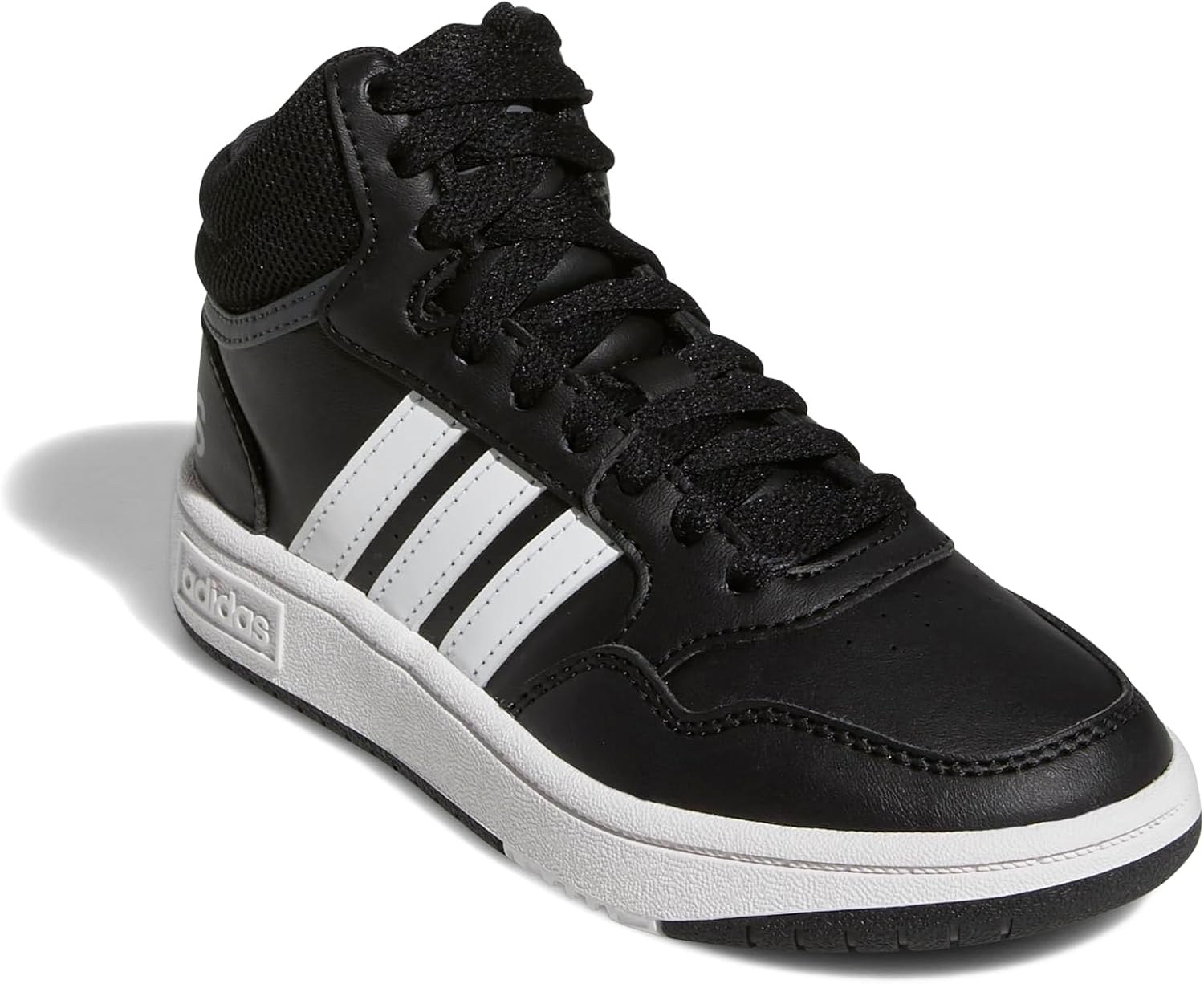 Баскетбольные кроссовки Adidas Kids' Hoopds среднего верха, черный/белый/серый — фото 2
