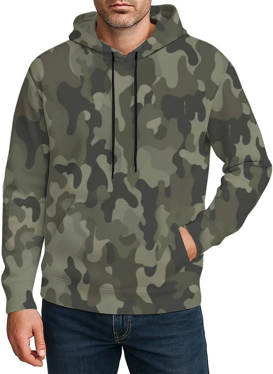 

Мужской худи с камуфляжным принтом и карманом Deovige