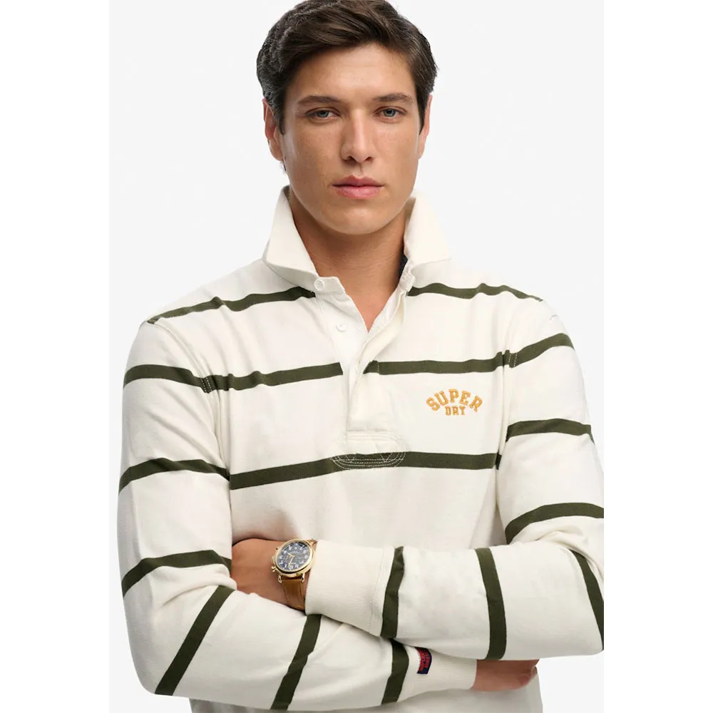 Поло Superdry Vintage Athletic Stripe Rugby с длинным рукавом, белый — фото 3