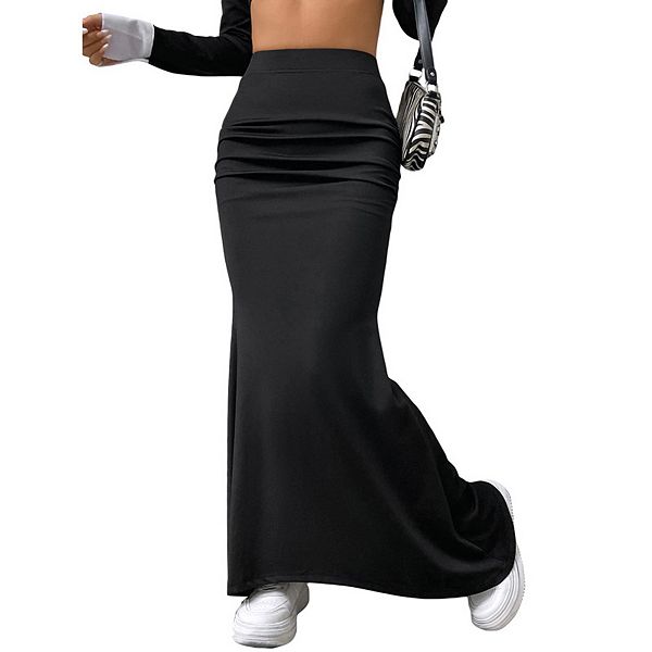 

Элегантная юбка-макси с плиссировкой в стиле русалки Joyjoy, Black