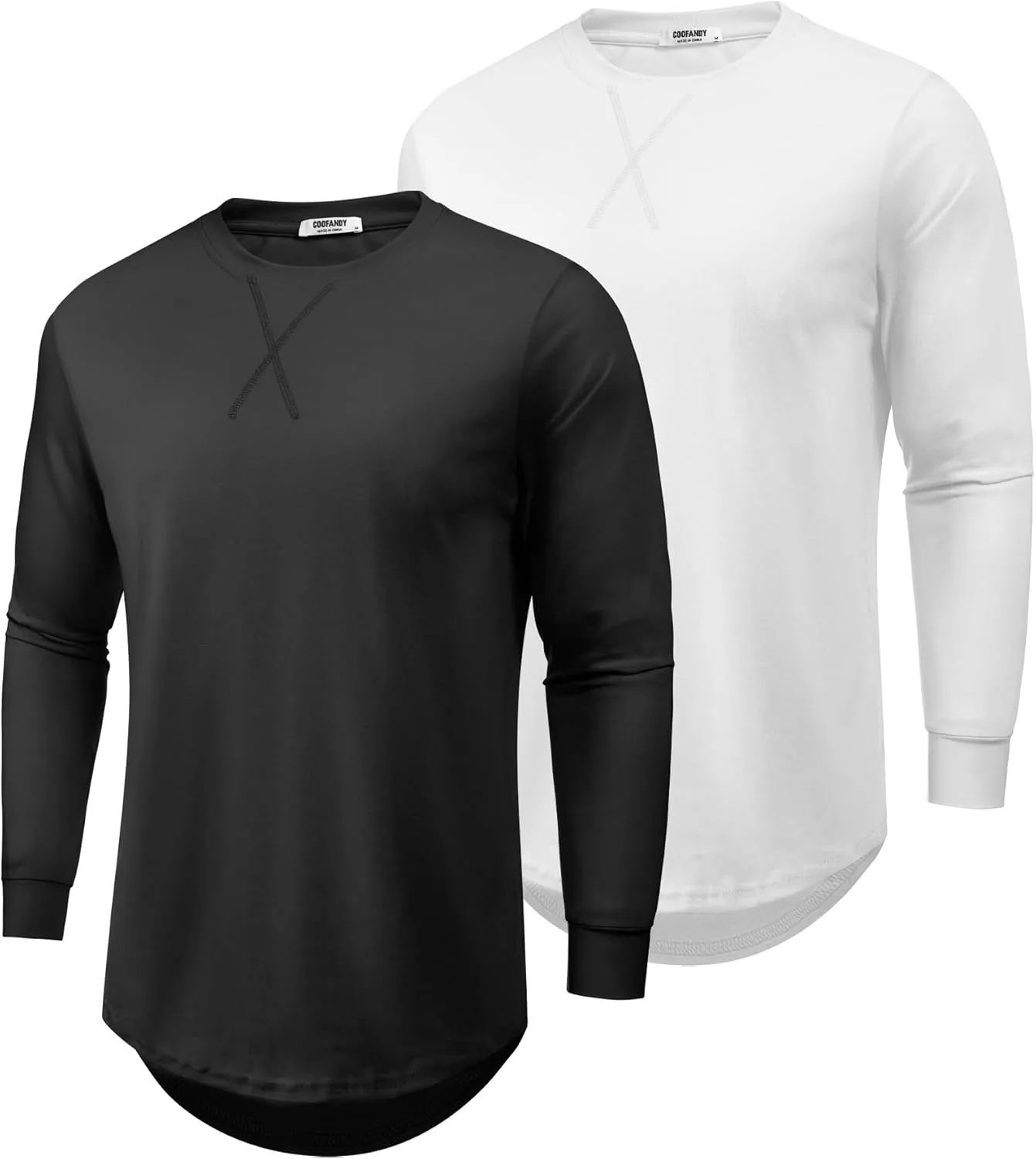 

Футболка COOFANDY мужская длинная с длинным рукавом и фигурным подолом