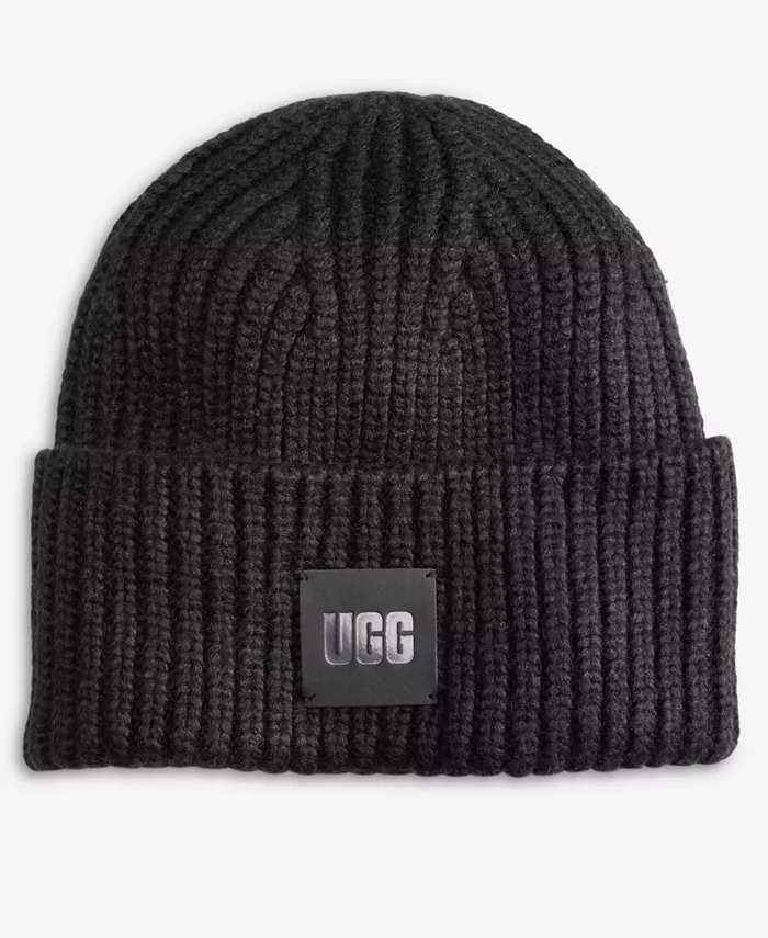 

Мужская шапка-бини с рельефной резинкой Ugg, черный