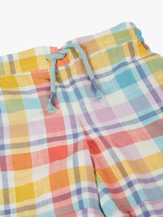 Детские шорты Archie в клетку, синий с разноцветными вставками Frugi — фото 3