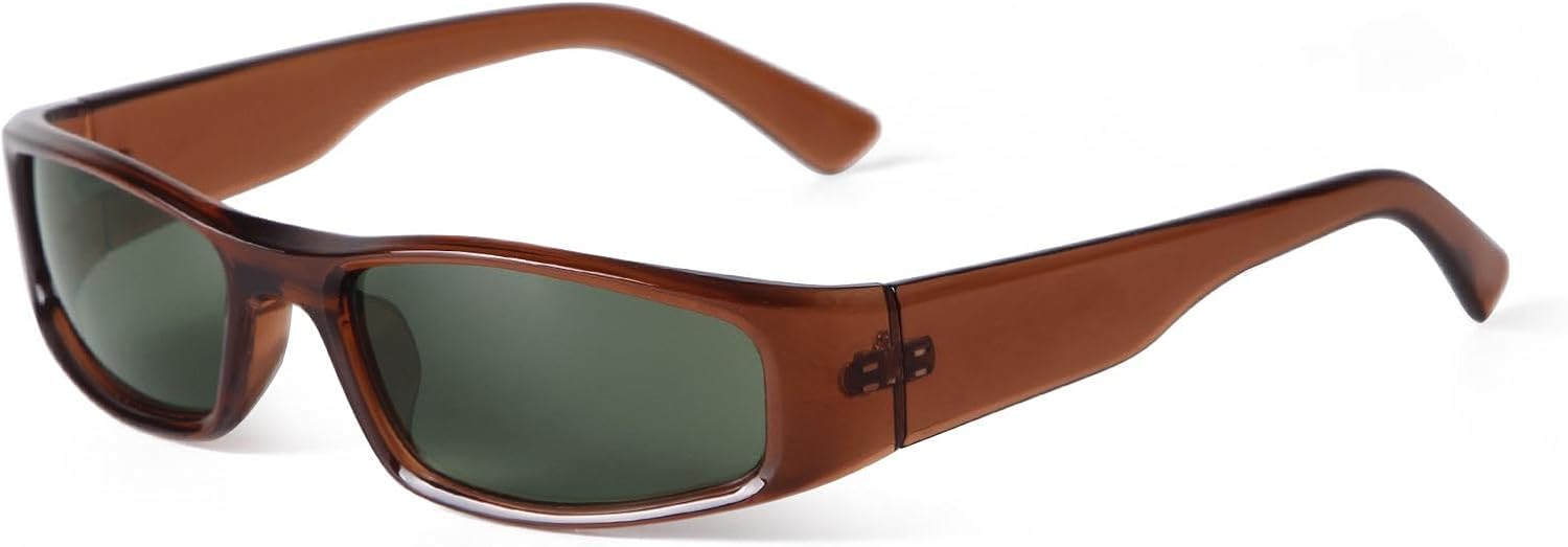 

Узкие прямоугольные спортивные солнцезащитные очки для женщин и мужчин, модные винтажные коричневые солнцезащитные очки, женские очки с защитой от УФ-излучения UV400 WNCKSQ, C3