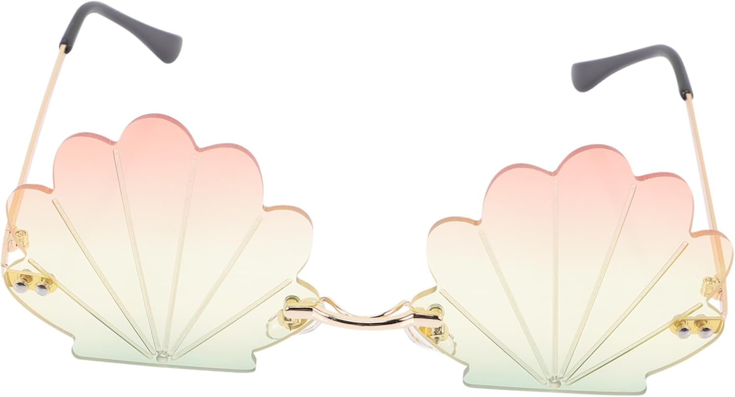 

Солнцезащитные очки без оправы в форме ракушки для женщин и подростков. Металлическая оправа. Стильные очки для вечеринок. Легкая защита от УФ-излучения. Подходят для отдыха и повседневной носки Healvian, Transparent