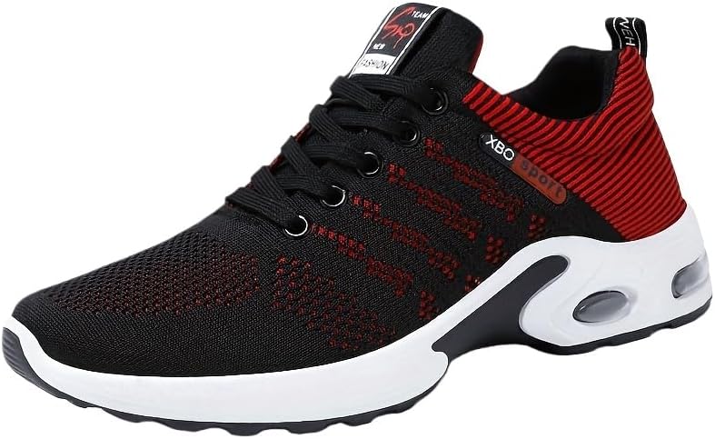 

Дышащие спортивные кроссовки большого размера для мужчин с мягкой подошвой- легкие и удобные для повседневного отдыха на свежем воздухе, бега и тренировок Clolinde, черный/красный