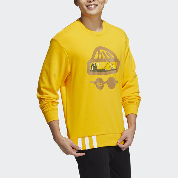 Толстовка Men's adidas neo Funny Printing Round Neck Sports Pullover Yellow, желтый — фото 4