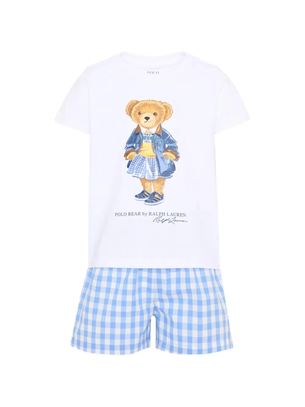 Пижама с изображением медведя Поло Polo Ralph Lauren Kids, белый