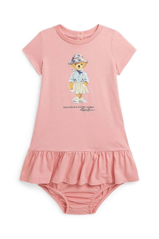 

Хлопковое детское платье Polo Ralph Lauren, розовый