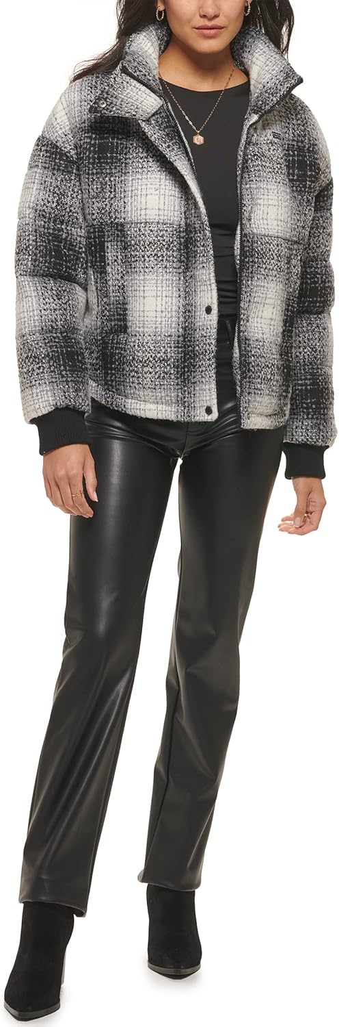 Женская стеганая куртка Levi's с завышенной талией, Black/White Ombre Wool Plaid — фото 2