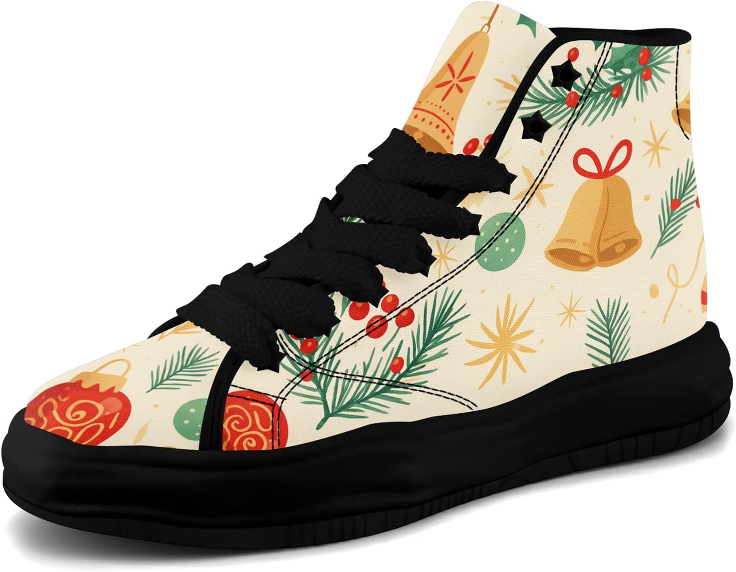 

Высокие кеды AWSOLE на Рождество для женщин и мужчин, милые праздничные кроссовки из холщовой ткани, для вечеринок, повседневные шнуровки, модная обувь для прогулок, черный/красный/зеленый/коричневый/бежевый