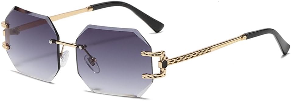 

Ретро солнцезащитные очки для женщин, без оправы, многоугольные солнцезащитные очки, модные солнцезащитные очки с ограненными линзами, женские очки без оправы LVTFCO, Grey