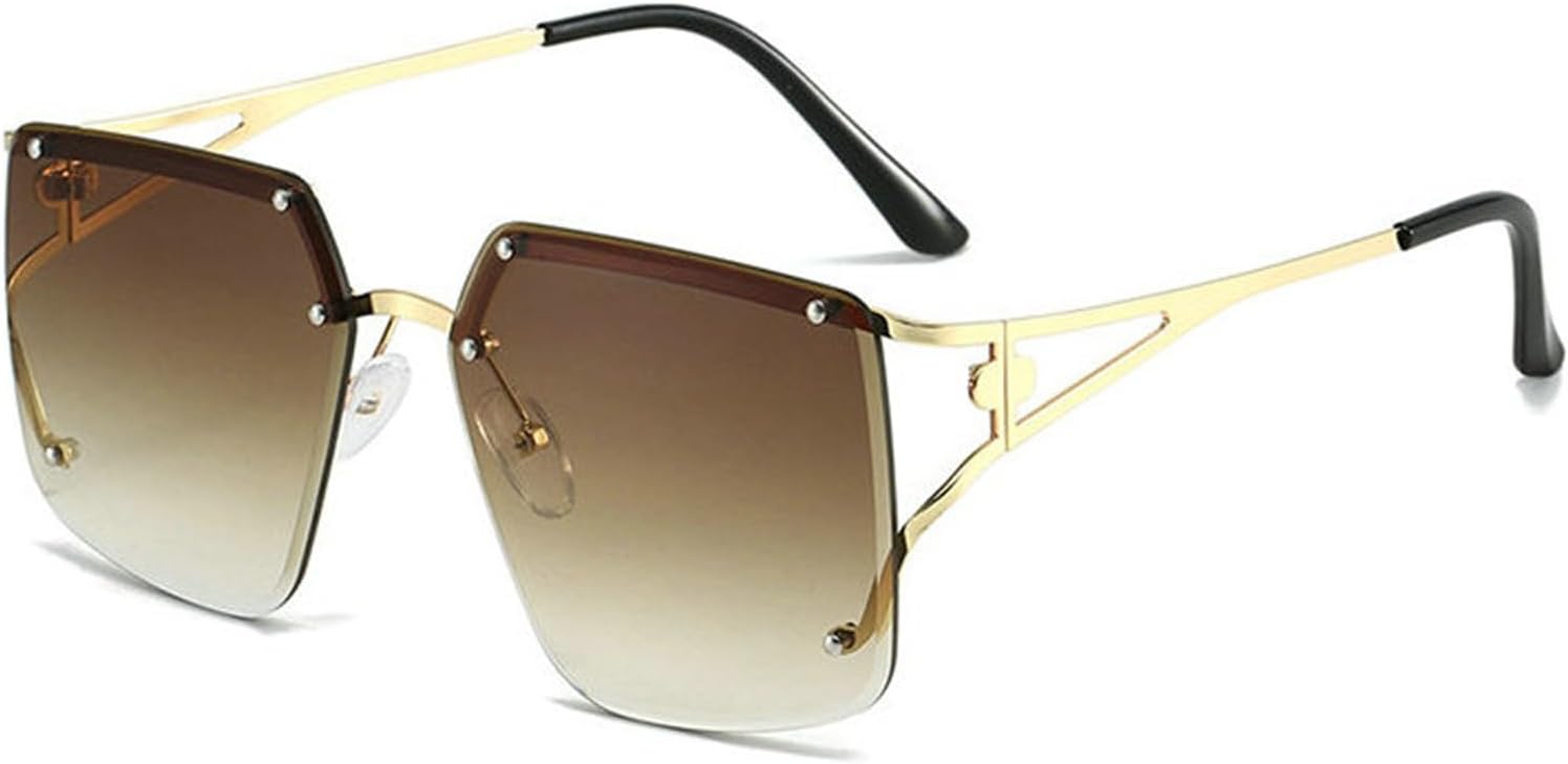 

Солнцезащитные очки COTIA увеличенного размера в квадратной оправе без рамы для женщин и мужчин, модные прямоугольные очки в металлической оправе, элегантные очки для активного отдыха на природе, Tea