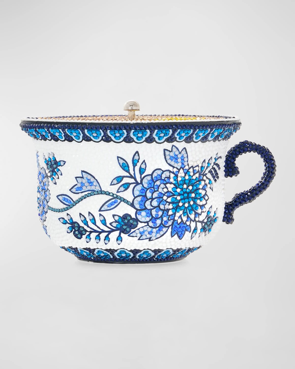 

Сумка женская Teacup Tranquili-Tea Minaudiere Judith Leiber Couture, цвет Silver Cobalt Multi