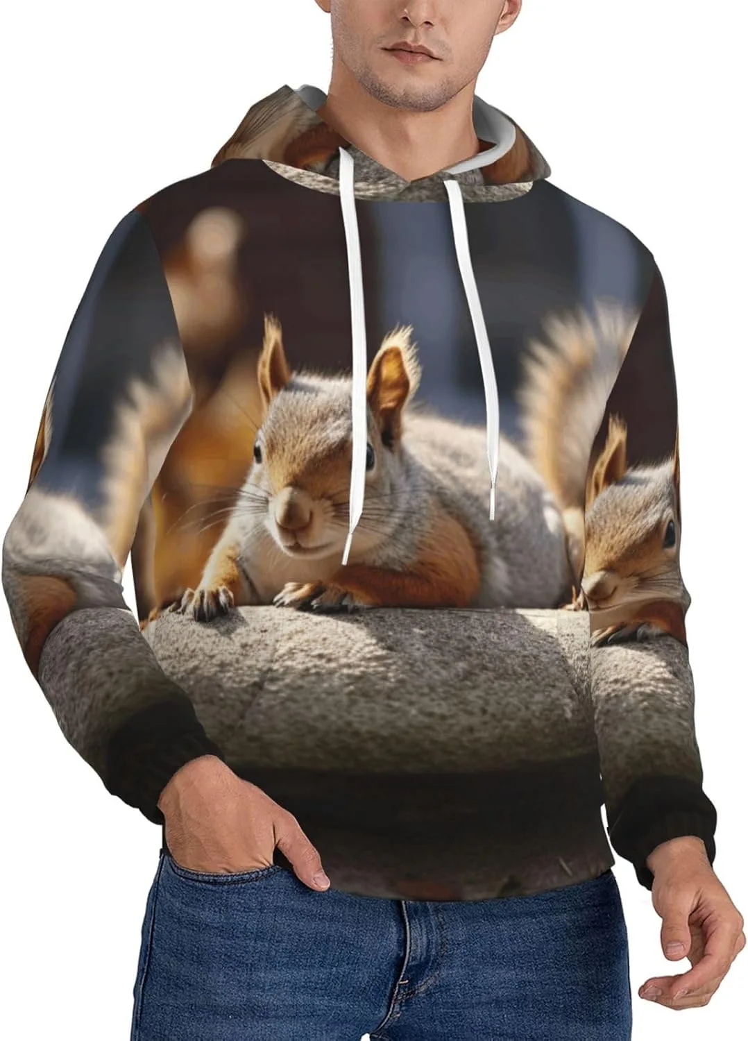 

Мужская флисовая толстовка с капюшоном Squirrel Just Laying KKLWEGU