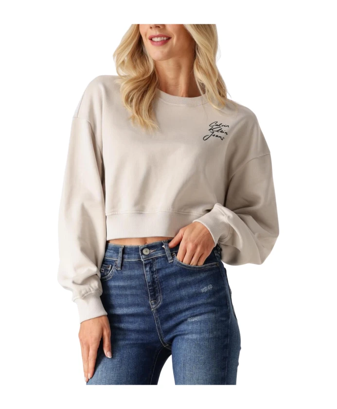 

Свитер с круглым вырезом, изготовленный по институциональному сценарию. Calvin Klein, бежевый