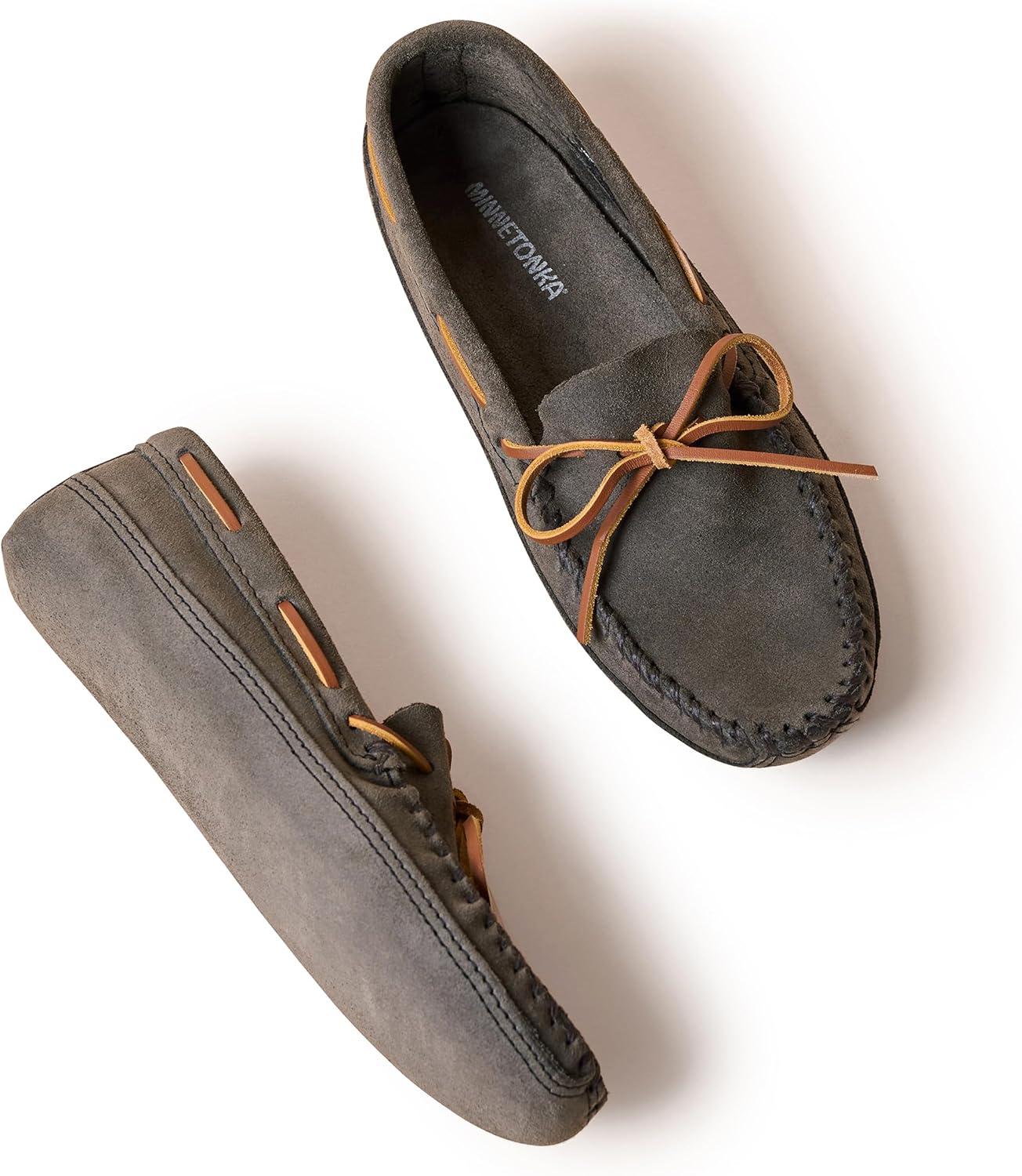 Мужские ботинки Minnetonka с двойной подошвой из мягкой кожи, серый — фото 4