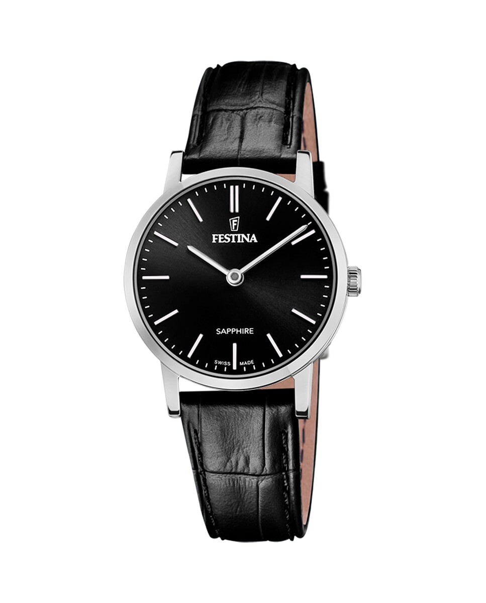 

F20013/4 Черные кожаные женские часы Swiss Made Festina, черный