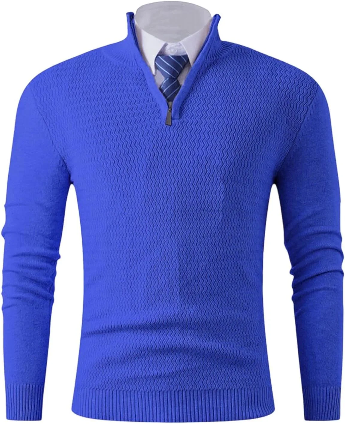 

Мужской свитер поло с воротником стойкой и застежкой-молнией на четверть, Slim Fit Xiaojmake