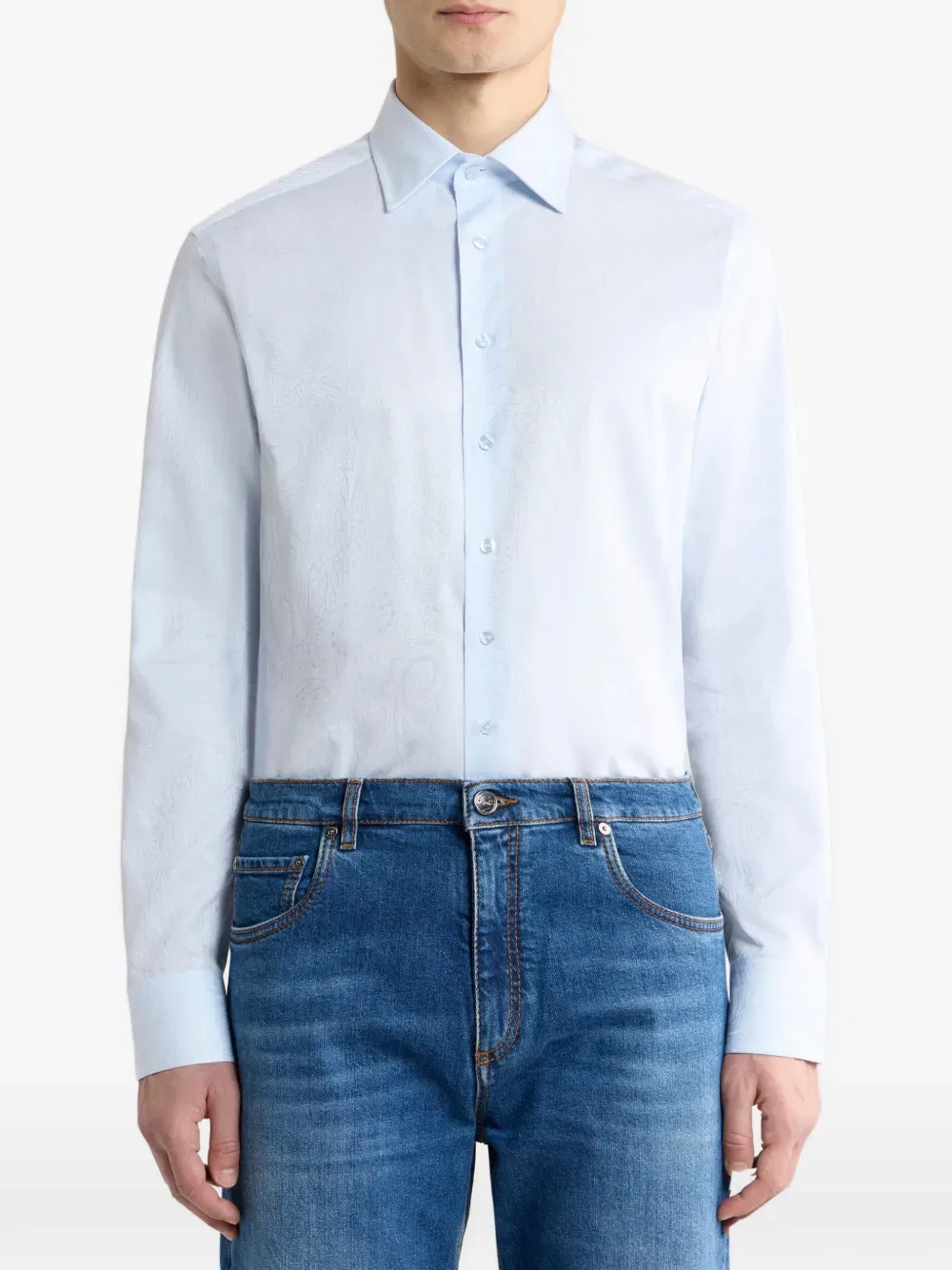 Рубашка с жаккардовым узором Etro, синий — фото 2