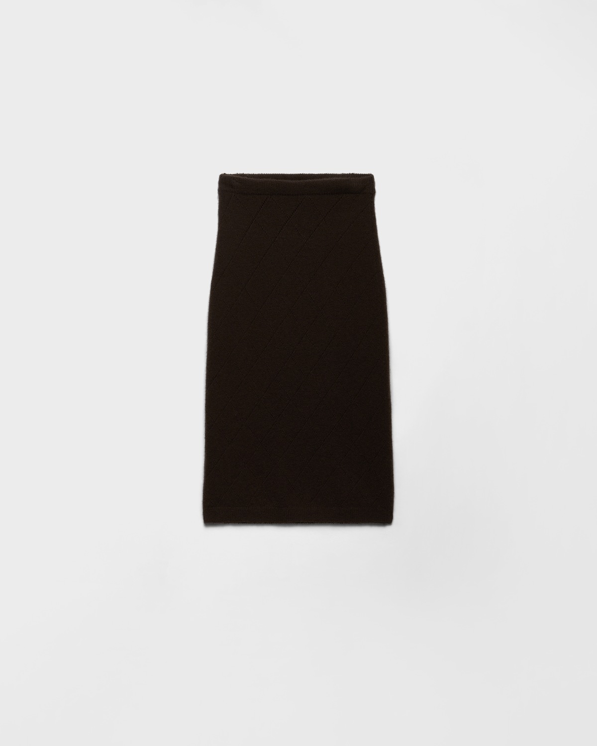 

Вязаная кашемировая юбка с ажурным узором Prada, темно-коричневый